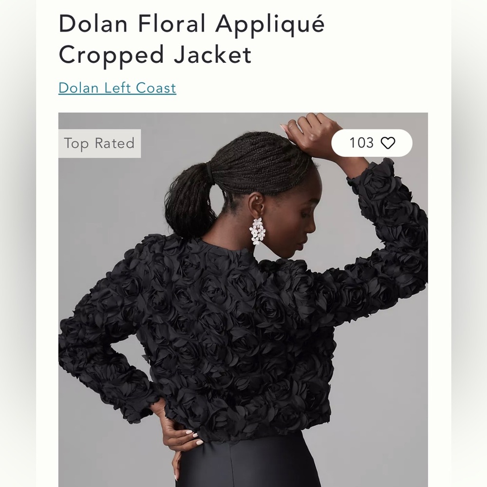 Anthropologie Dolan Floral Appliqué Cropped Jacket